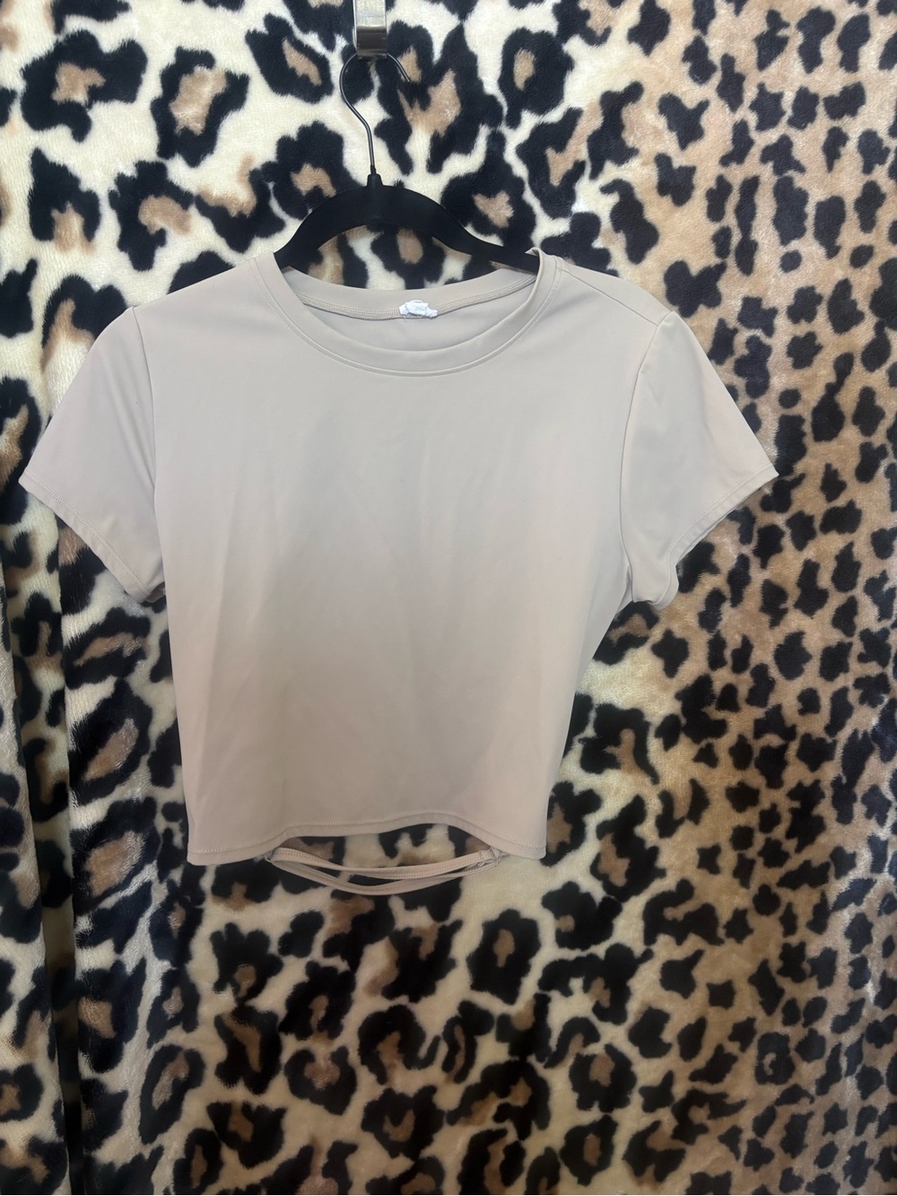 Garage Neutral Beige Short Sleeve Crewneck Crop Top